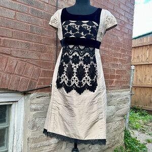 Silk and Velvet Knee Length Dress